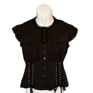 Moda international black Y2K Gothic corset blouse size large